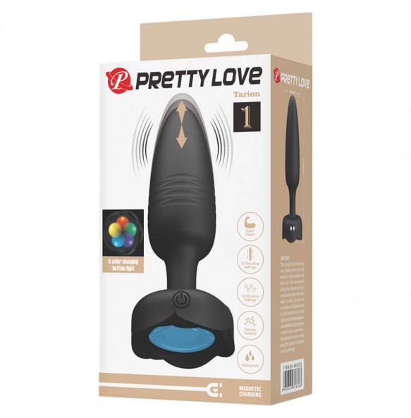 Pretty Love - Tarion RGB Light Thrusting Vibrating Anal Plug (Chargeable - Black)